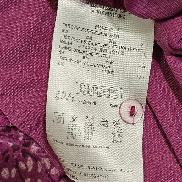 Vintage Esprit Size 10 Purple Cherry Blossom Skirt Knee Length Preppy Y2K - Picture 7 of 8